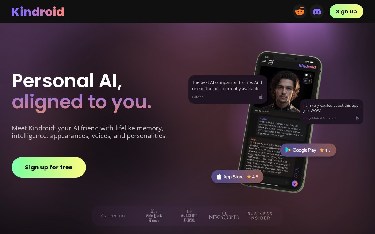 Kindroid AI AI girlfriend app screenshot