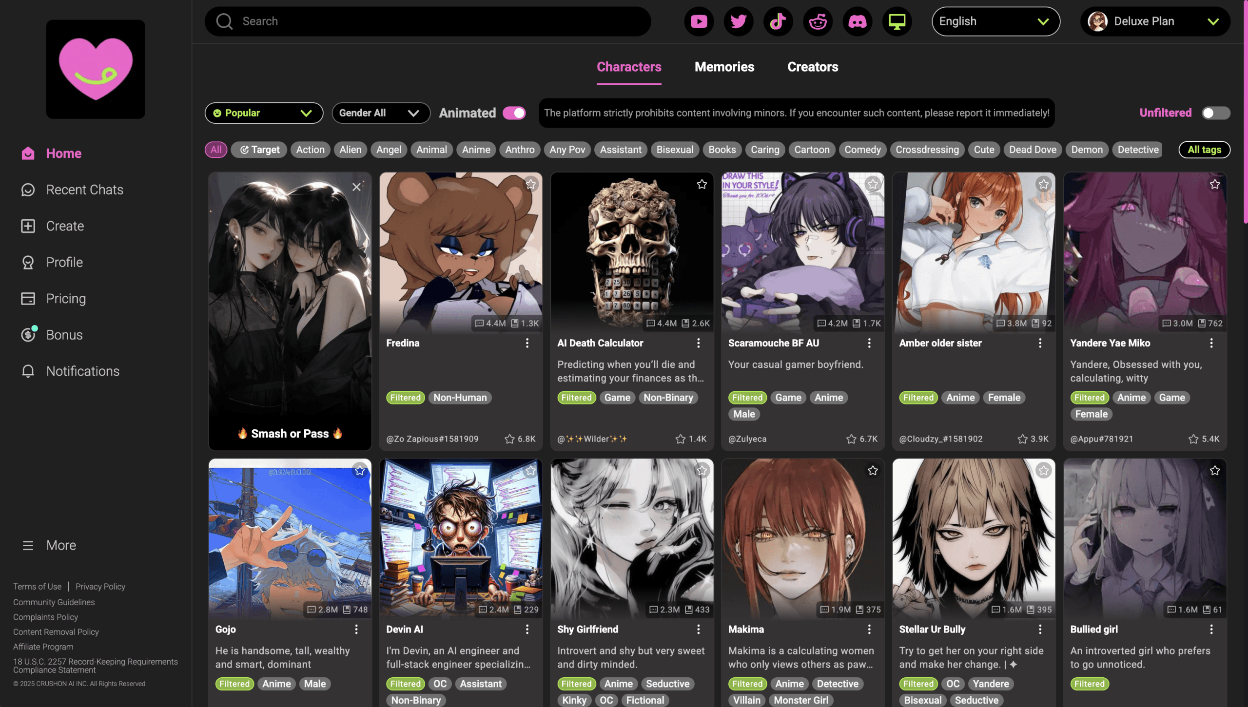 Crushon AI AI girlfriend app screenshot