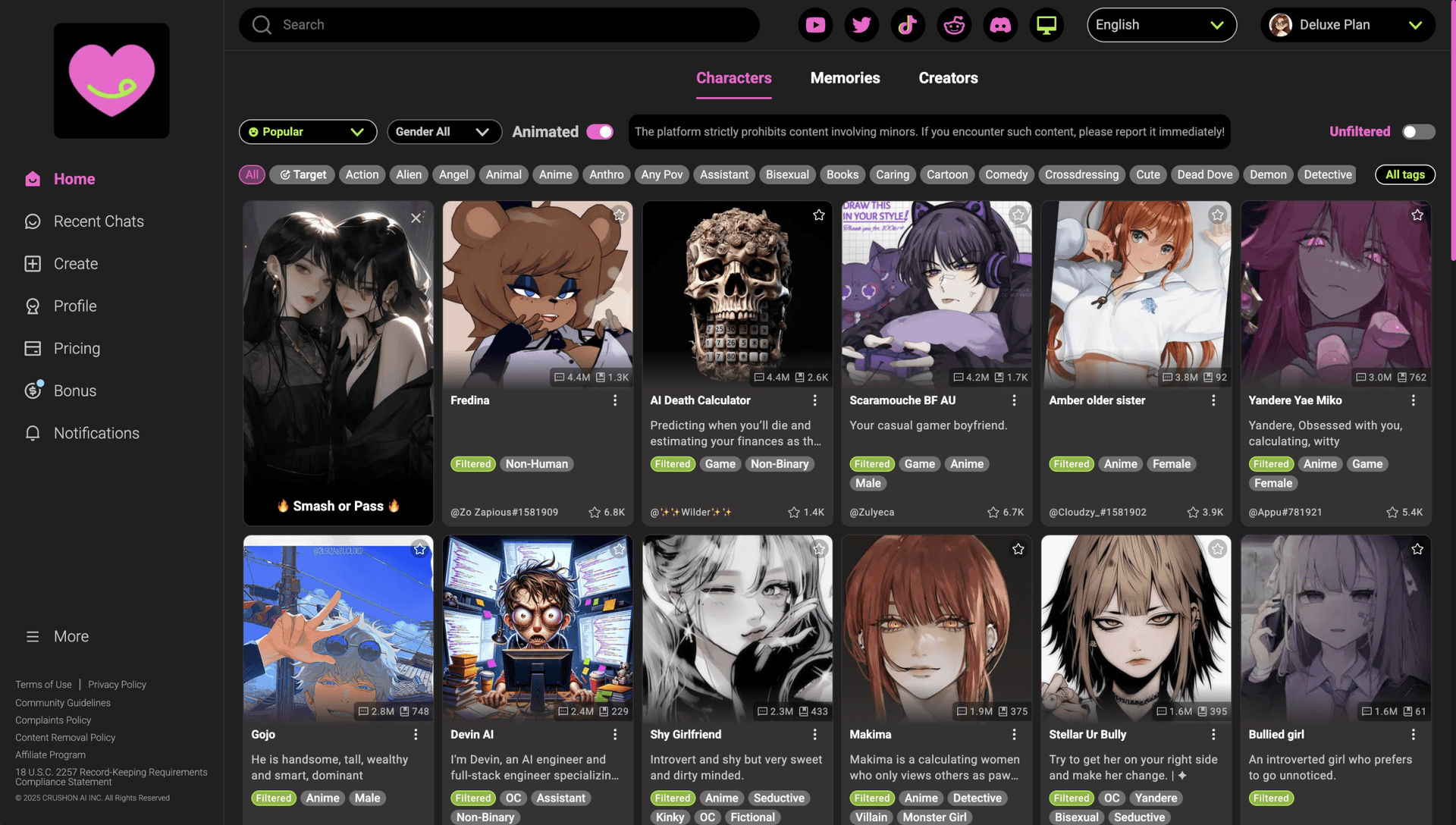 Crushon AI Interface Screenshot
